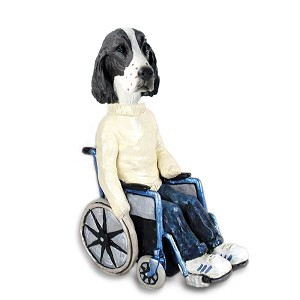Liver Springer Spaniel Wheelchair Doogie Collectible Dog Figurine
