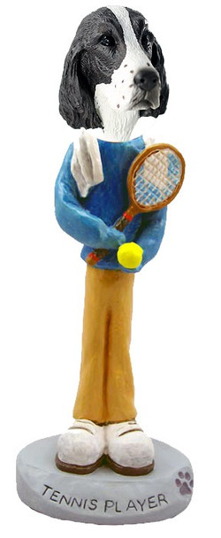 Liver Springer Spaniel Tennis Player Doogie Collectible Dog Figurine