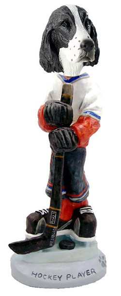 Liver Springer Spaniel Hockey Player Doogie Collectible Dog Figurine