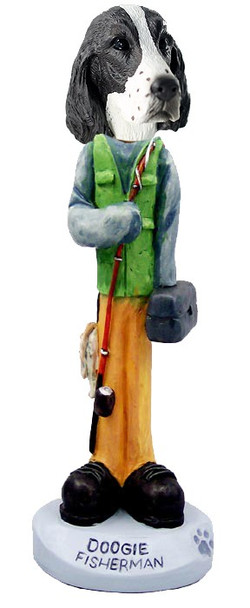 Liver Springer Spaniel Fisherman Doogie Collectible Dog Figurine