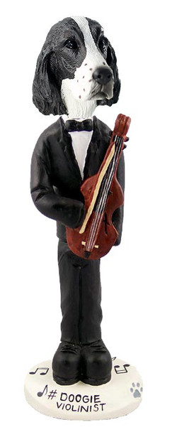 Liver Springer Spaniel Violinist Doogie Collectible Dog Figurine