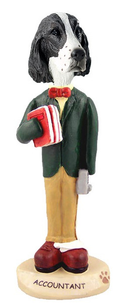 Liver Springer Spaniel Accountant Doogie Collectible Dog Figurine