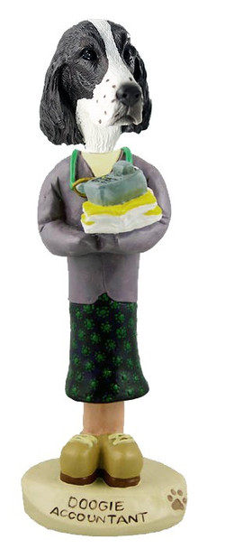 Liver Springer Spaniel Female Accountant Doogie Collectible Dog Figurine