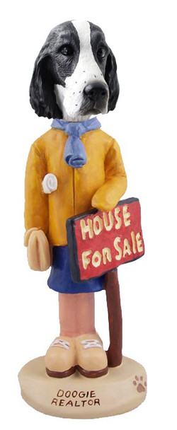 Black & White Springer Spaniel Female Realtor Doogie Collectible Dog Figurine