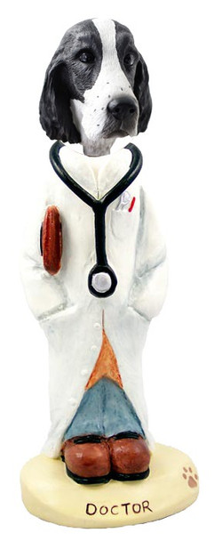 Black & White Springer Spaniel Doctor Doogie Collectible Dog Figurine