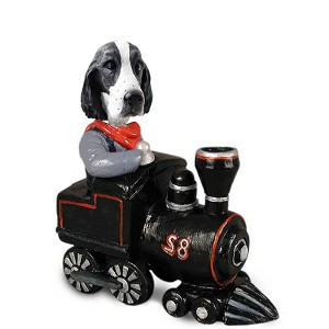 Black & White Springer Spaniel Train Doogie Collectible Dog Figurine