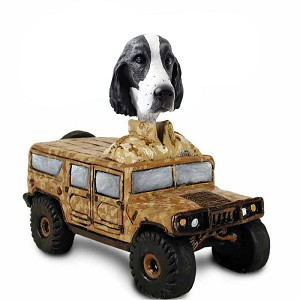 Black & White Springer Spaniel Hummer Doogie Collectible Dog Figurine