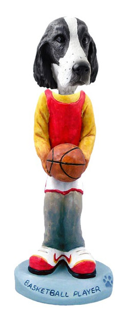 Black & White Springer Spaniel Basketball Doogie Collectible Dog Figurine