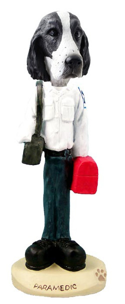 Black & White Springer Spaniel Paramedic Doogie Collectible Dog Figurine