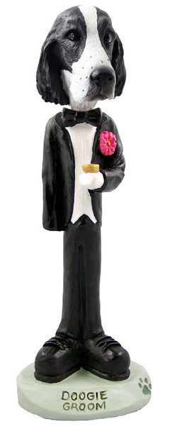 Black & White Springer Spaniel Groom Doogie Collectible Dog Figurine