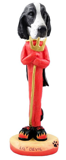 Black & White Springer Spaniel Lil Devil Doogie Collectible Dog Figurine