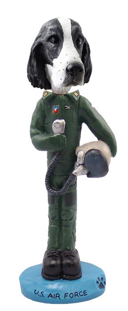 Black & White Springer Spaniel U S Air Force Doogie Collectible Dog Figurine