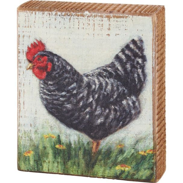 Farmhouse Plymouth Rock Chicken Decorative Wooden Block Sign Decor 4x5 from Primitives by Kathy