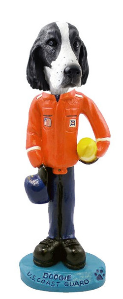 Black & White Springer Spaniel U S Coast Guard Doogie Collectible Dog Figurine