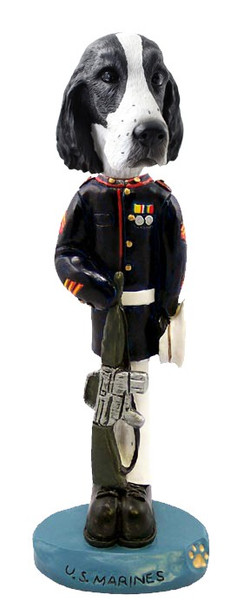 Black & White Springer Spaniel U S Marines Doogie Collectible Dog Figurine