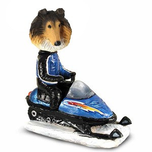 Sable Collie Snowmobile Doogie Collectible Dog Figurine