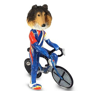Sable Collie Bicycle Doogie Collectible Dog Figurine