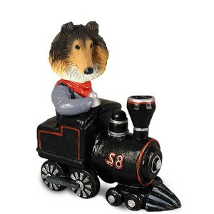 Sable Collie Train Doogie Collectible Dog Figurine
