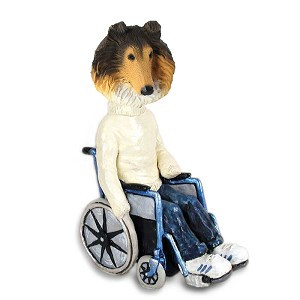Sable Collie Wheelchair Doogie Collectible Dog Figurine