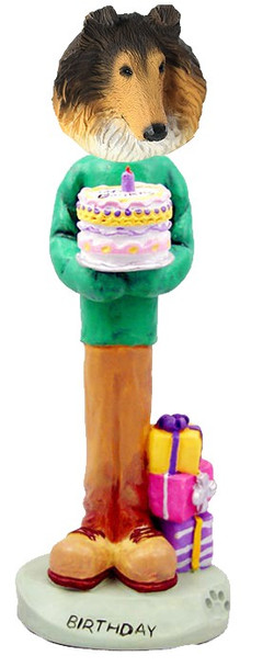 Sable Collie Birthday Doogie Collectible Dog Figurine