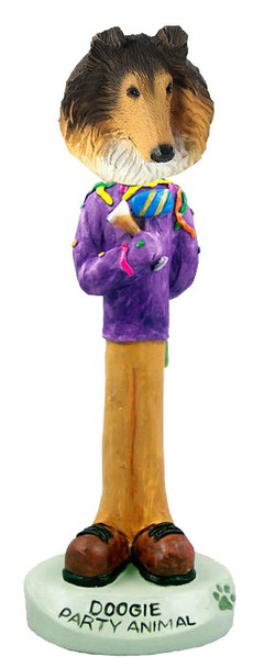 Sable Collie Party Animal Doogie Collectible Dog Figurine