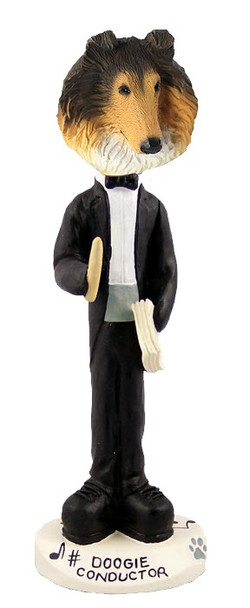 Sable Collie Conductor Doogie Collectible Dog Figurine