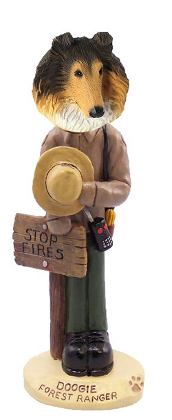 Sable Collie Forest Ranger Doogie Collectible Dog Figurine
