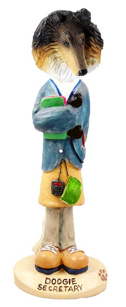 Tricolor Collie Secretary Doogie Collectible Dog Figurine