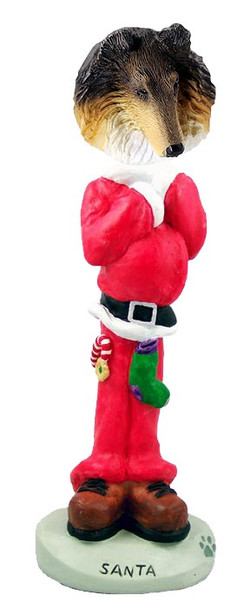 Tricolor Collie Santa Doogie Collectible Dog Figurine