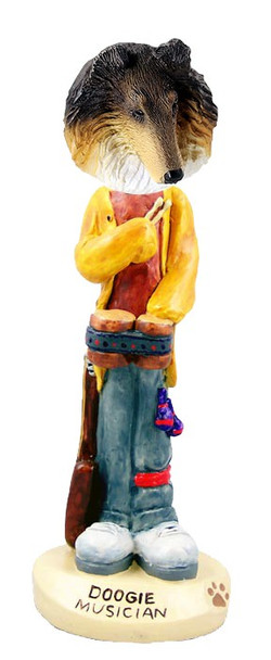 Tricolor Collie Musician Doogie Collectible Dog Figurine