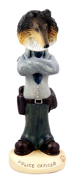 Tricolor Collie Police Doogie Collectible Dog Figurine