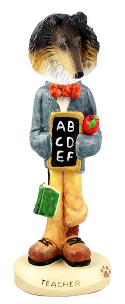 Tricolor Collie Teacher Doogie Collectible Dog Figurine
