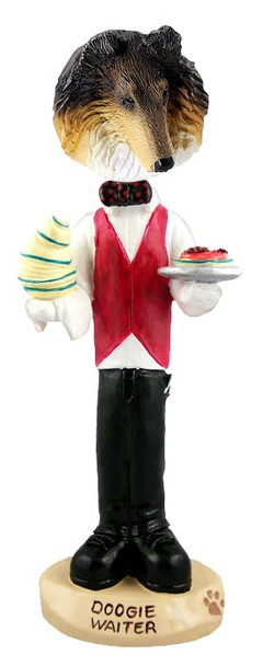 Tricolor Collie Waiter Doogie Collectible Dog Figurine