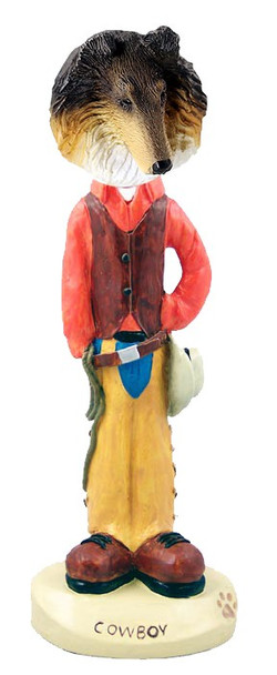 Tricolor Collie Cowboy Doogie Collectible Dog Figurine