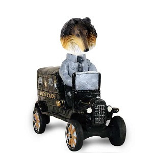 Tricolor Collie Paddy Wagon Doogie Collectible Dog Figurine