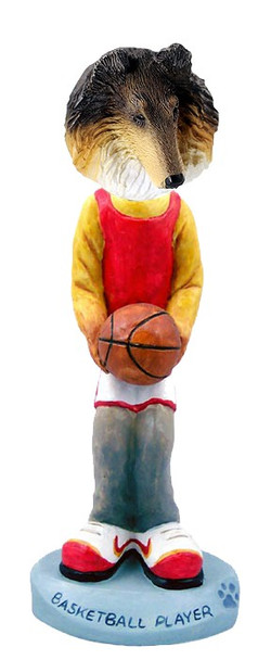 Tricolor Collie Basketball Doogie Collectible Dog Figurine