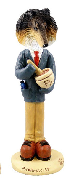 Tricolor Collie Pharmacist Doogie Collectible Dog Figurine