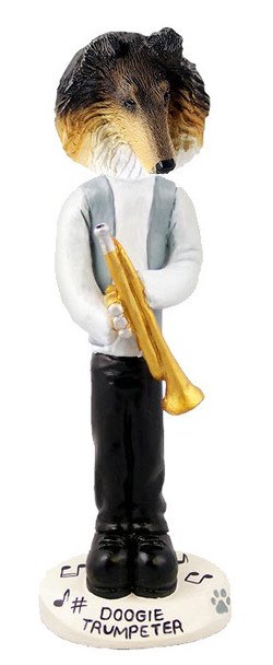 Tricolor Collie Trumpeter Doogie Collectible Dog Figurine