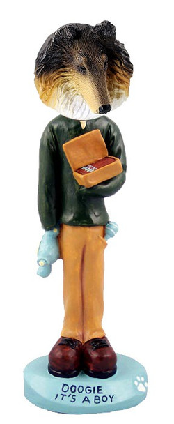 Tricolor Collie It's a Boy Doogie Collectible Dog Figurine