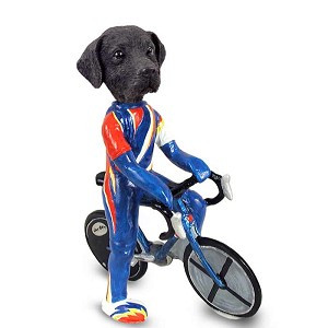 Black Labrador Retriever Bicycle Doogie Collectible Dog Figurine