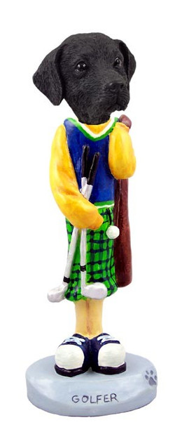 Black Labrador Retriever Golf Doogie Collectible Dog Figurine