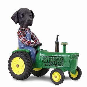 Black Labrador Retriever Tractor Doogie Collectible Dog Figurine