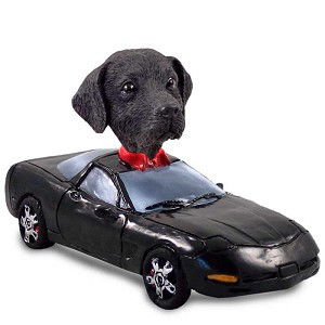 Black Labrador Retriever Sports Car Doogie Collectible Dog Figurine