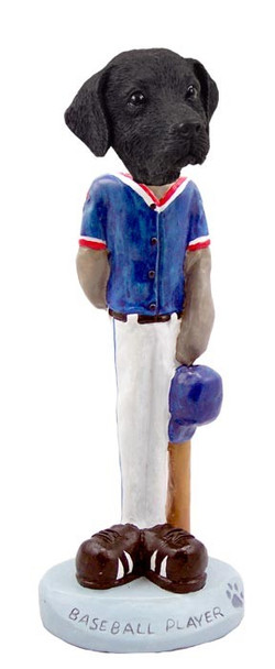 Black Labrador Retriever Baseball Player Doogie Collectible Dog Figurine