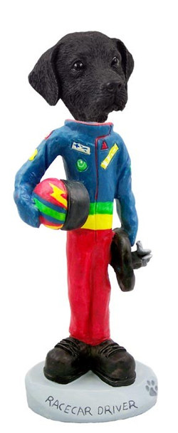 Black Labrador Retriever Racecar Driver Doogie Collectible Dog Figurine