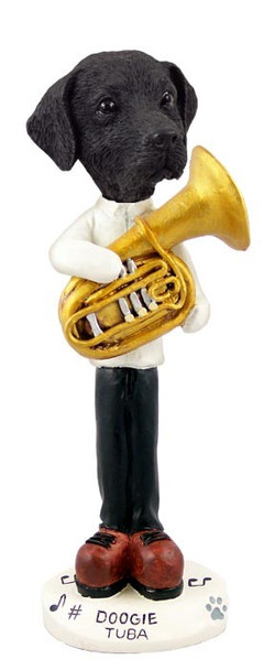Black Labrador Retriever Tuba Doogie Collectible Dog Figurine