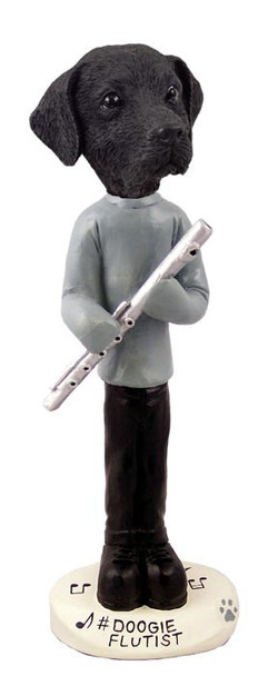 Black Labrador Retriever Flutist Doogie Collectible Dog Figurine