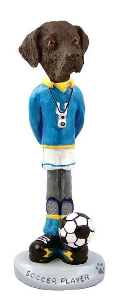 Chocolate Labrador Retriever Soccer Doogie Collectible Dog Figurine