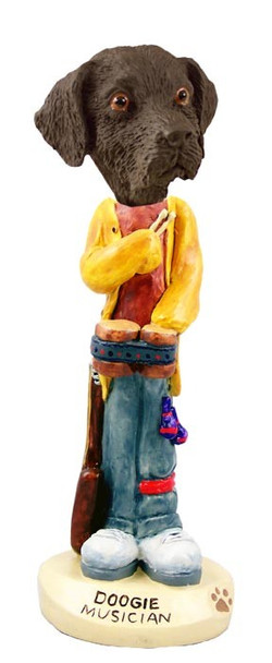 Chocolate Labrador Retriever Musician Doogie Collectible Dog Figurine