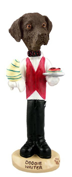 Chocolate Labrador Retriever Waiter Doogie Collectible Dog Figurine